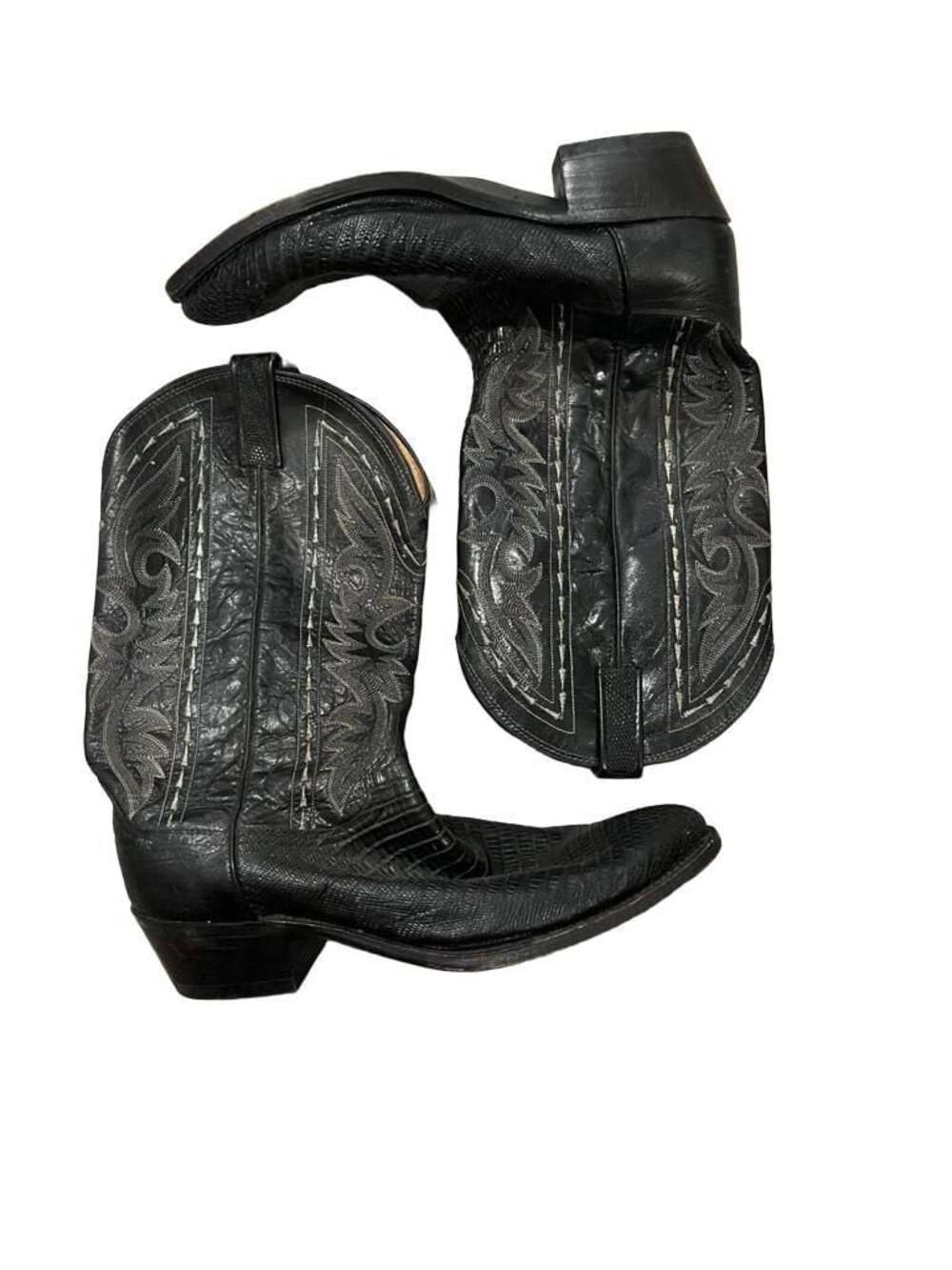 Dan Post Men's Black Teju Lizard Skin Western Cowboy Boots